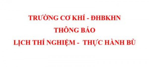 Lịch thí nghiệm – thực hành bù