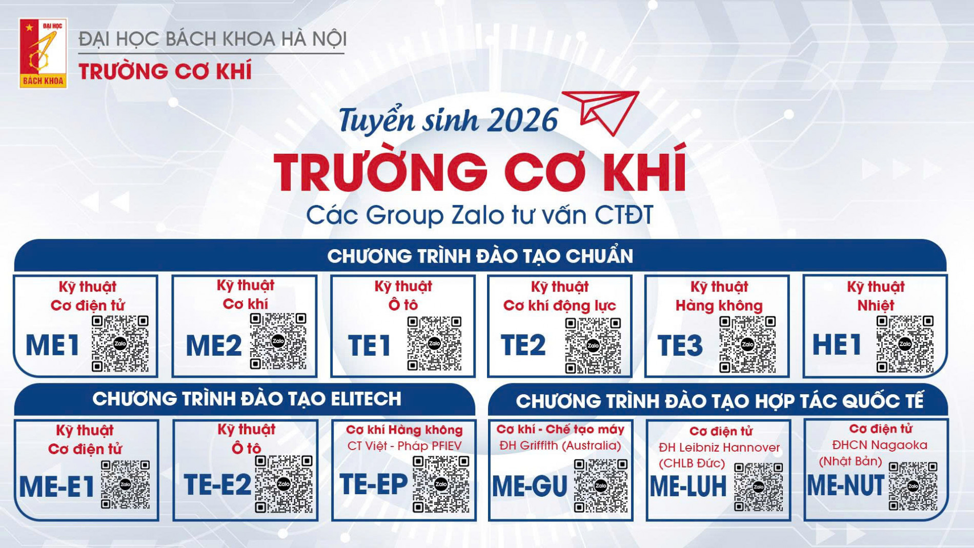 Tuyển sinh trường Cơ khí năm 2026