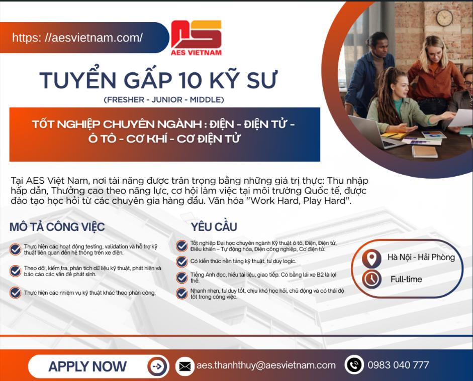 [AES VIETNAM] – TUYỂN DỤNG