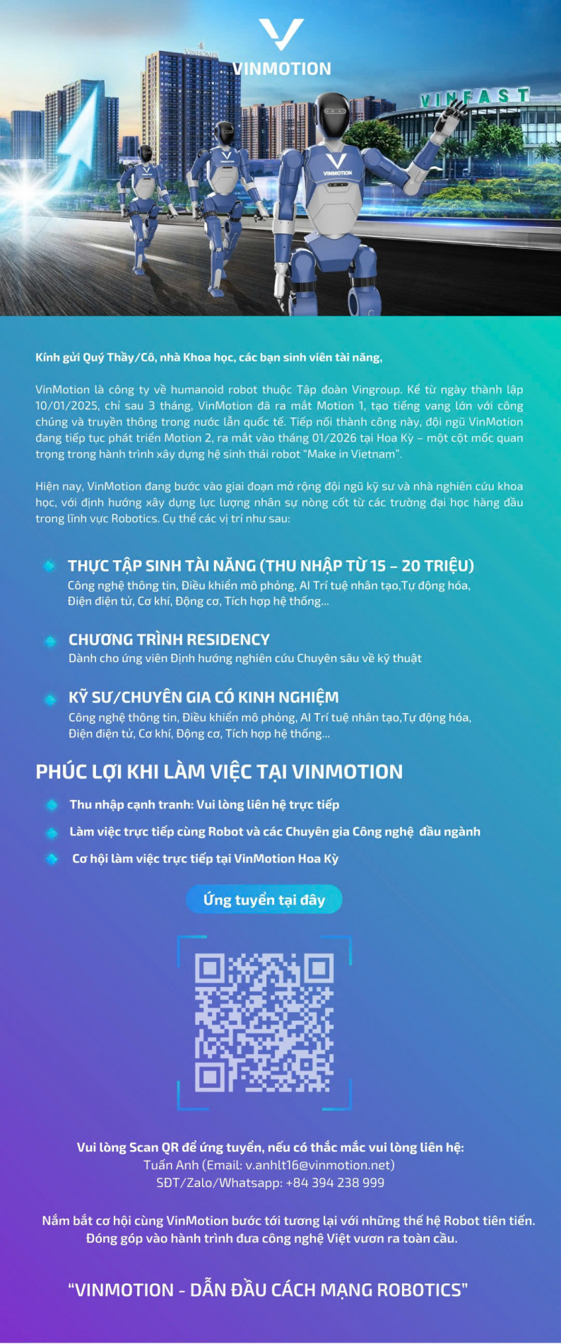 Vin Motion tuyển dụng